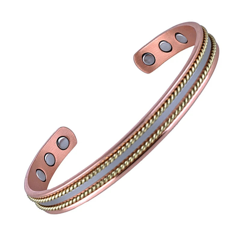 Set Ancestral de Cobre Puro: Brazalete y Anillo Magnético Ajustable